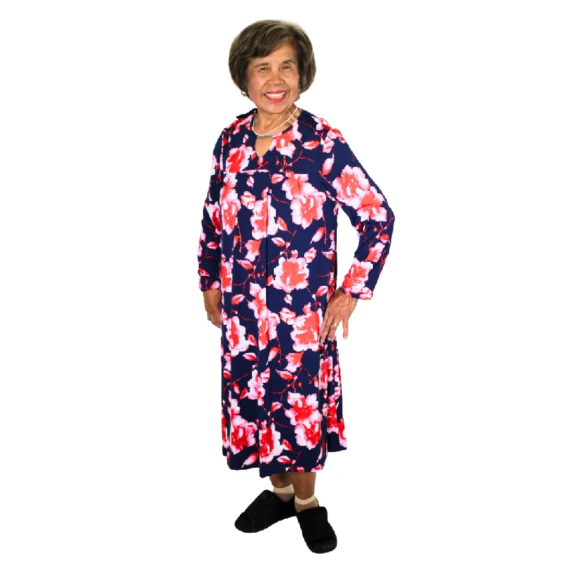 Everyday Outfits Adaptive Dress with Front Pleats - Pink Floral