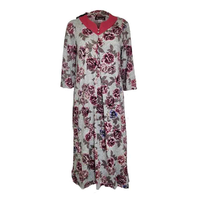 Cozy Vibes Adaptive Dress with Notched Neckline - Pink Floral