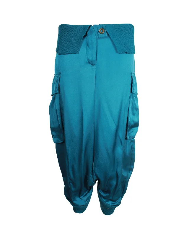 Stylish Wear Alexander McQueen Vintage Balloon Pants in Teal Silk