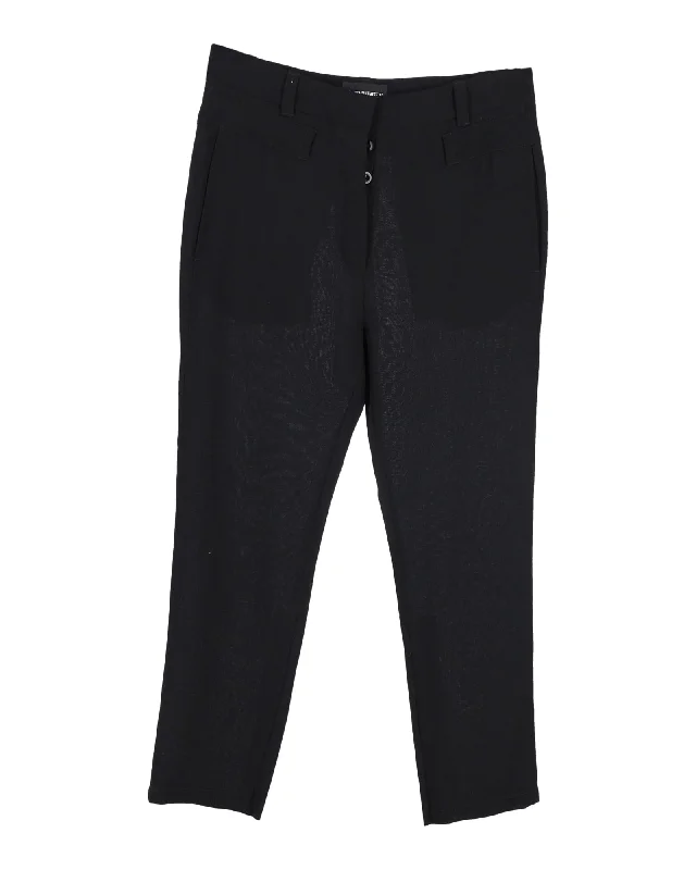 Personalized Street Style Ann Demeulemeester Straight Leg Pants in Black Wool