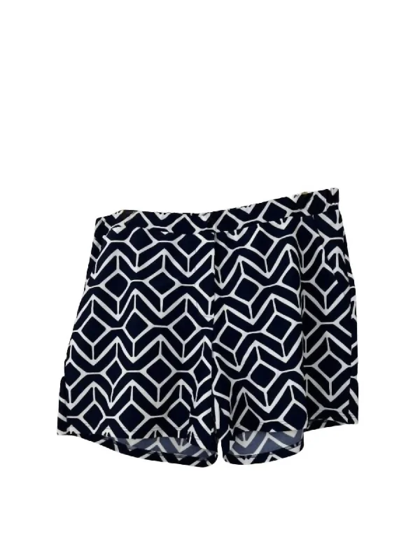 Cozy Pieces Ariel Shorts In Sail Geo Navy