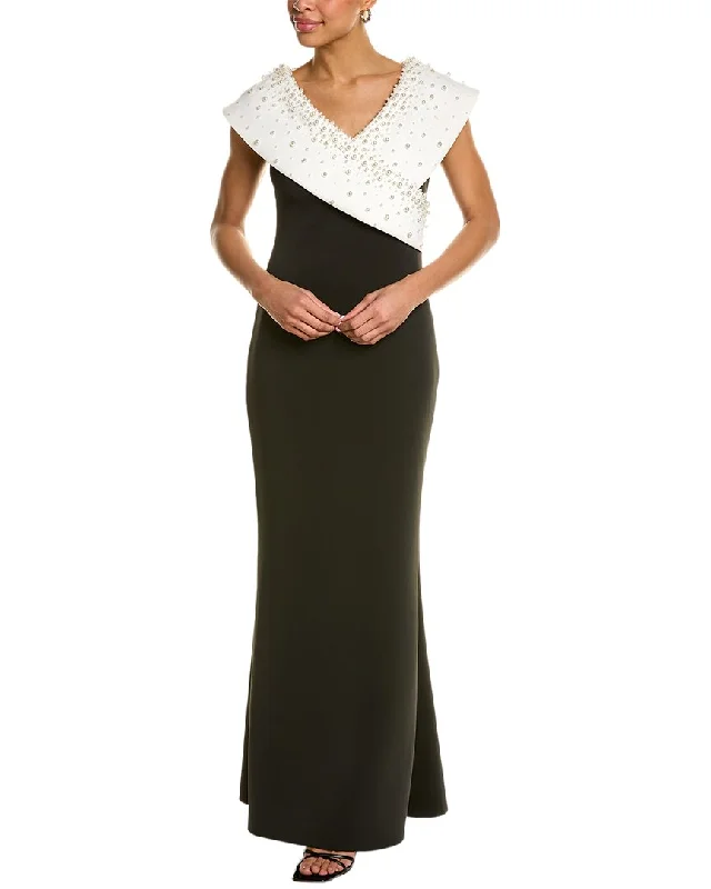 Warm Clothing Badgley Mischka Portrait Collar Gown