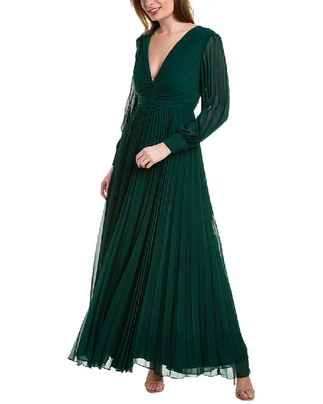 Laidback Style Badgley Mischka V-Neck Shirred Gown