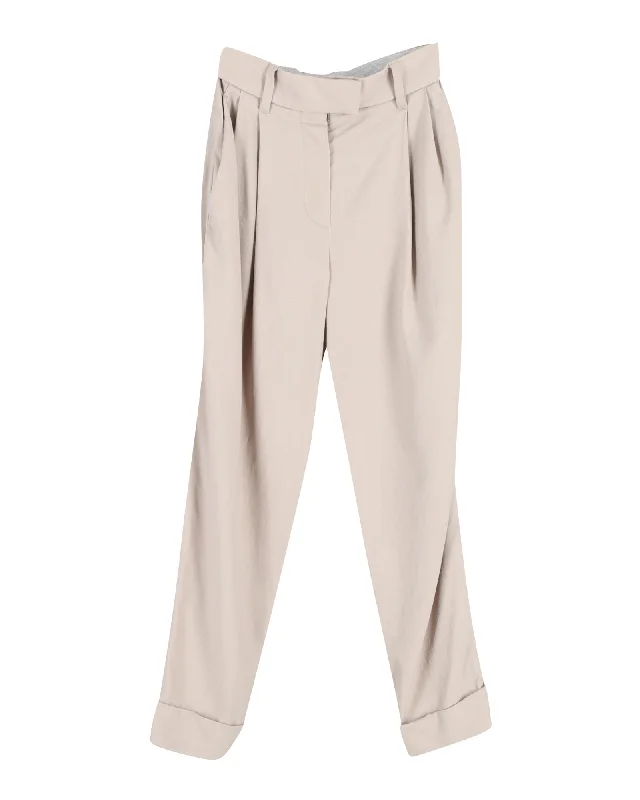 Classy Outfits Brunello Cucinelli Pleated Trousers in Beige Lana Vergine