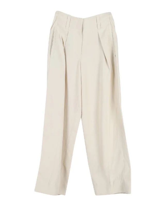 Cozy Vibes Brunello Cucinelli Wide Leg Trousers in Cream Viscose