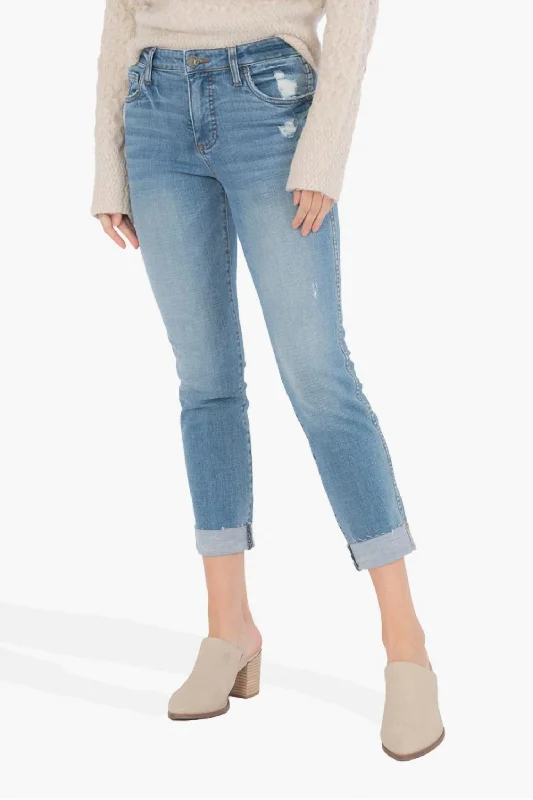 Fashion Comfort Catherine High Rise Fab Ab Boyfriend Jean In Benign Wash