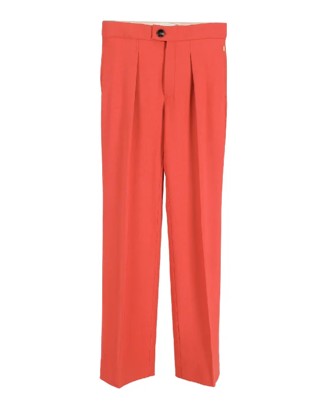 Personalized Creativity Chloé Straight-Leg Trousers in Orange Wool