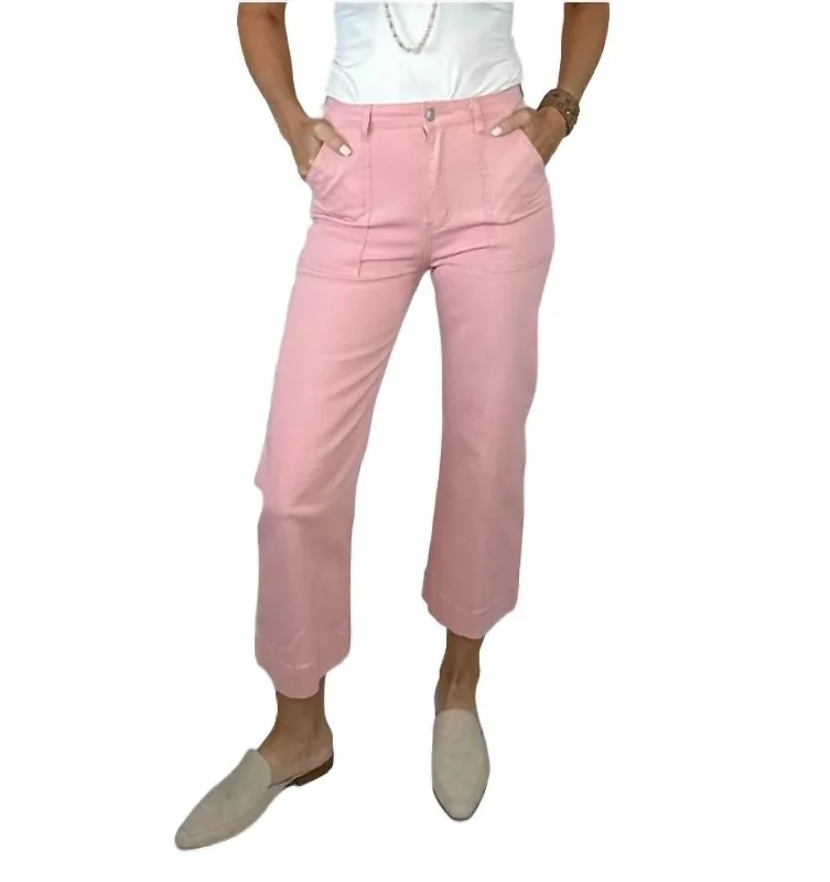 Chic and Cozy Claire Cropped Cargo Pants In Pink