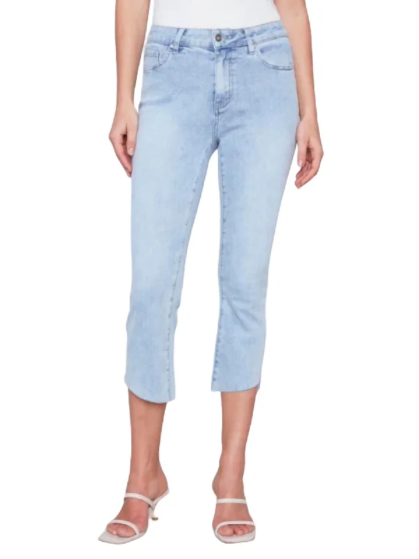 Trendy Comfort Cropped Bootcut Jeans In Medium Blue