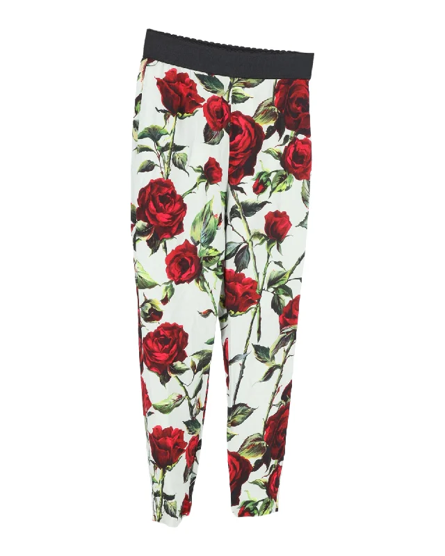 Budget-Friendly Looks Dolce & Gabbana Floral Print Leggings in Multicolor Silk