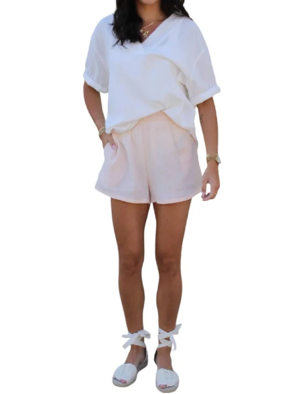 Practical Wear Double Gauze Shorts In Pink