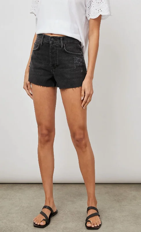 Trendy Clothing Fairfax Denim Shorts In Ash Black
