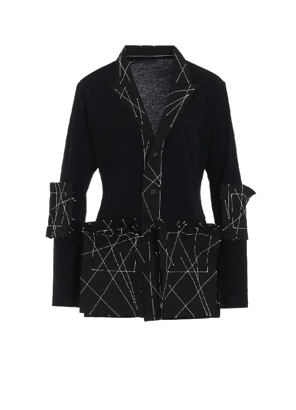 Chic Outfits 40/-HIGH TWISTED SINGLE JERSEY COMBI RANDOM EMBROIDERY JACKET