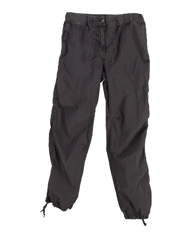 Smart Casual Ganni Poplin Cargo Pants in Black Cotton