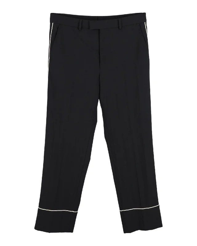 Cozy Fits Gucci Contrast Piping Trousers in Black Cotton