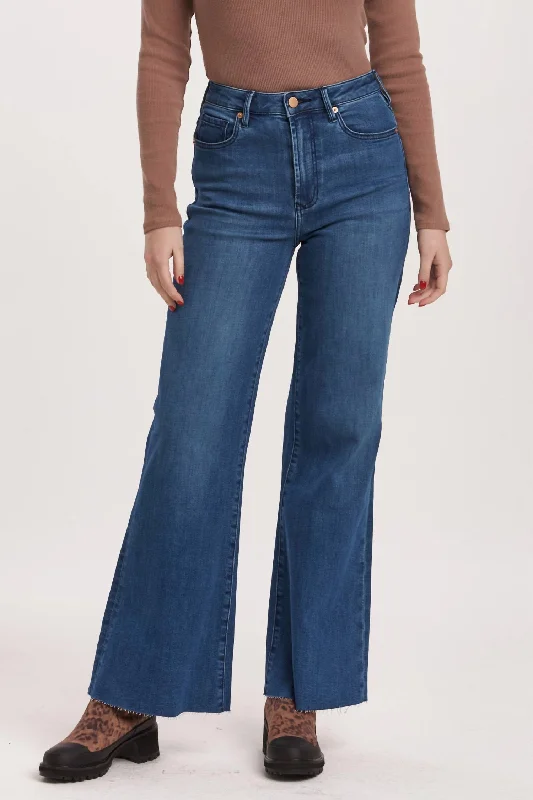 Personalized Graphic Design High Rise Fiona Wide Leg Jeans In Violet Blue