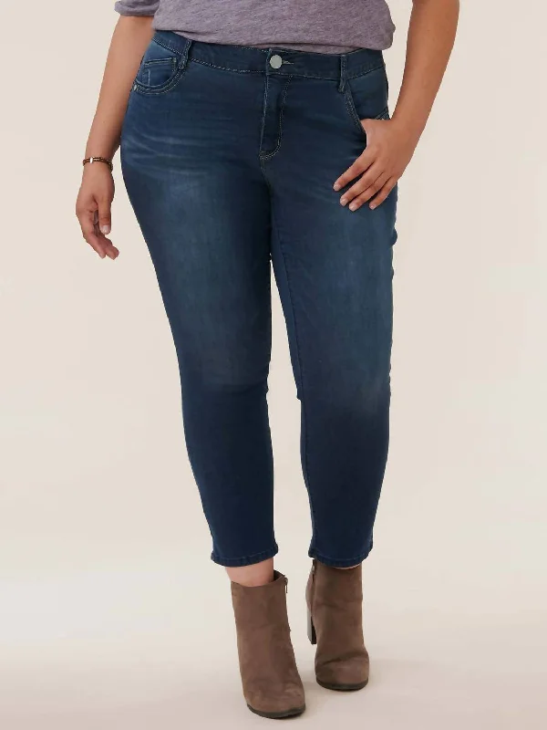Romantic Skirt Design High Rise Skinny Jeans - Plus Size In Blue Artisanal Denim