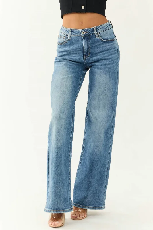 Everyday Outfits High Rise Super Wide Leg Jeans In Medium Wash