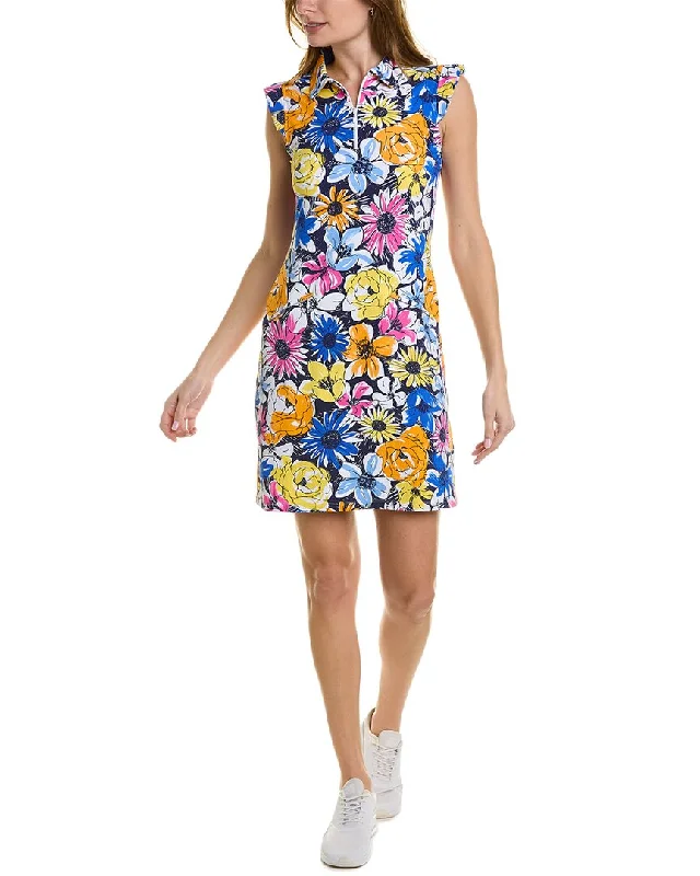 Personalized Contrast Design IBKUL Ruffle Sheath Dress