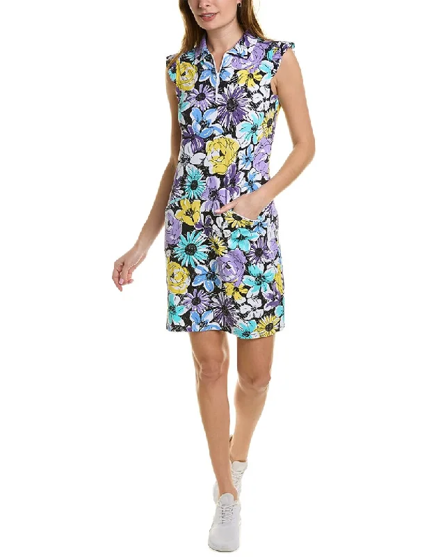 Personalized Denim Style IBKUL Ruffle Sheath Dress