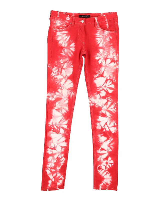 Soft Fit Isabel Marant Tie-Dye Jeans in Red Cotton