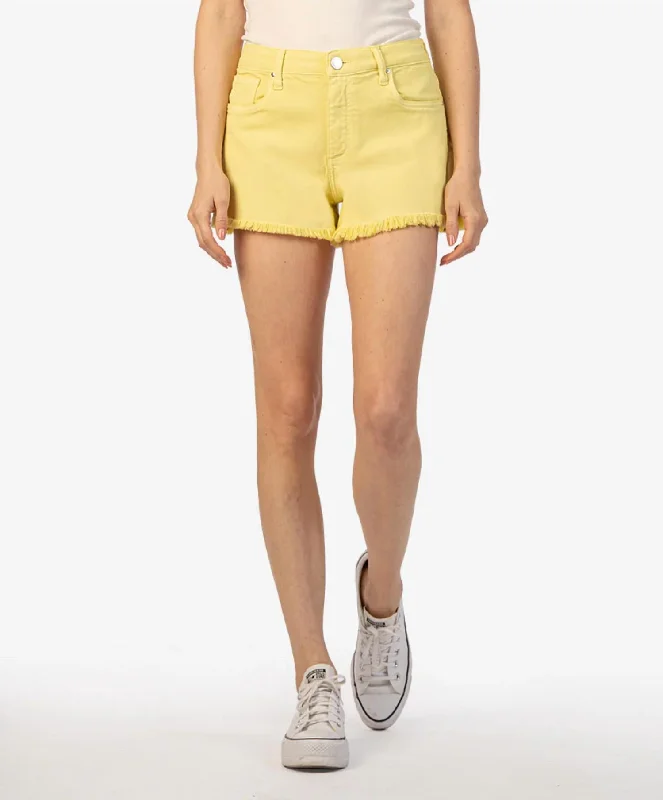 Personalized Denim Style Jane High Rise Short In Lemon Drop