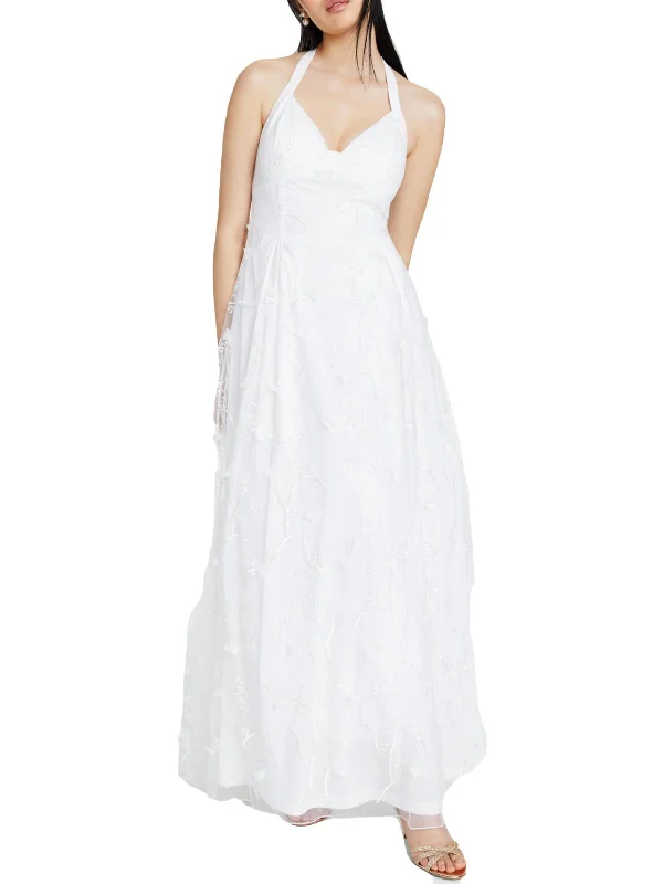 Luxurious Comfort Juniors Womens Embroidered Long Evening Dress