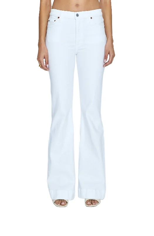 Comfy Clothes Kinsley Mid Rise Ultra Flare Jeans In Le Blanc