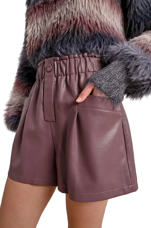 Soft Textiles Lavomatic Faux Leather Shorts In Purple