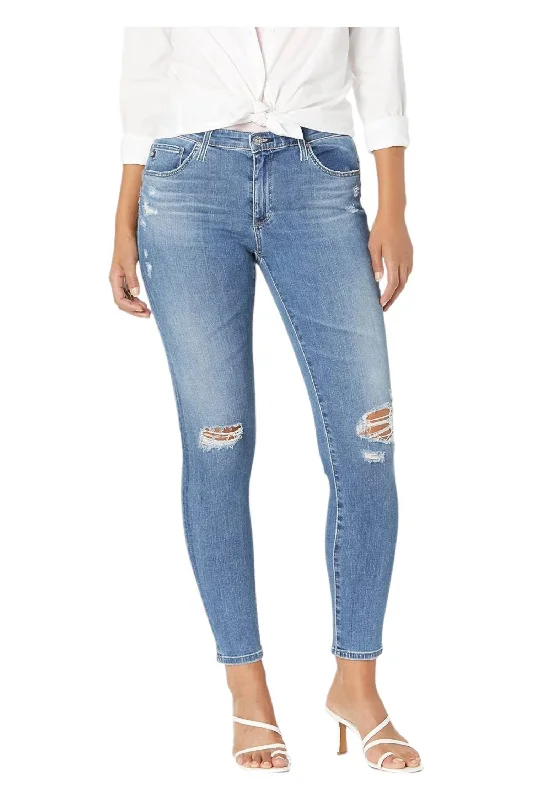 Functional Outfits Legging Ankle Skinny Jeans In Seasprite Destruct