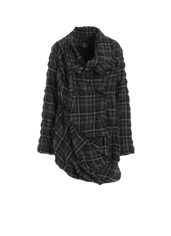 Comfortable Wardrobe INK DYEING PLAID BOX JACKET A