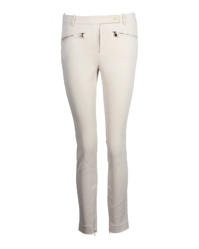 Simple Chic Loro Piana Zipped Pocket Skinny Pants in Cream Cotton