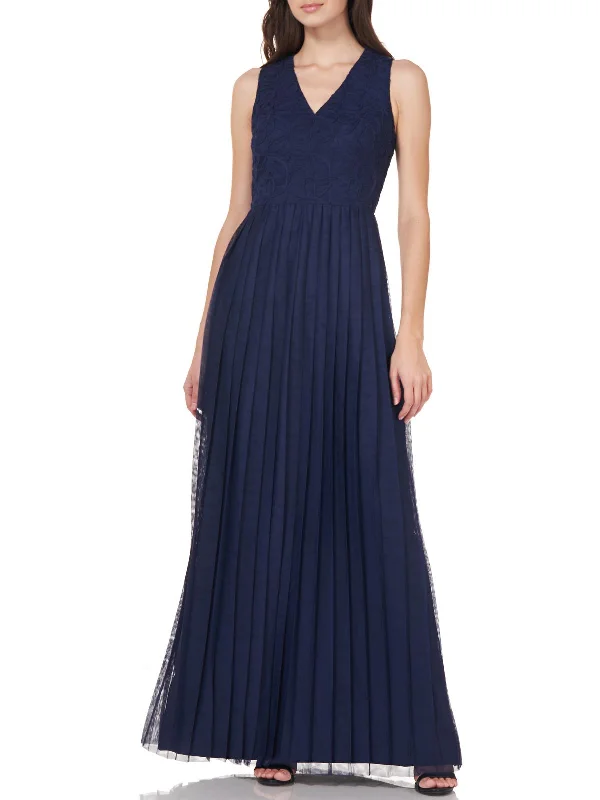 Casual Vibes Mae Womens Mesh Pleated Evening Dress