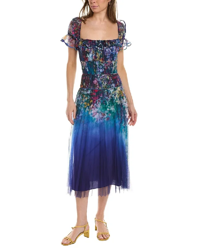 Trendy Vibes Marchesa Notte Square Neck Midi Dress