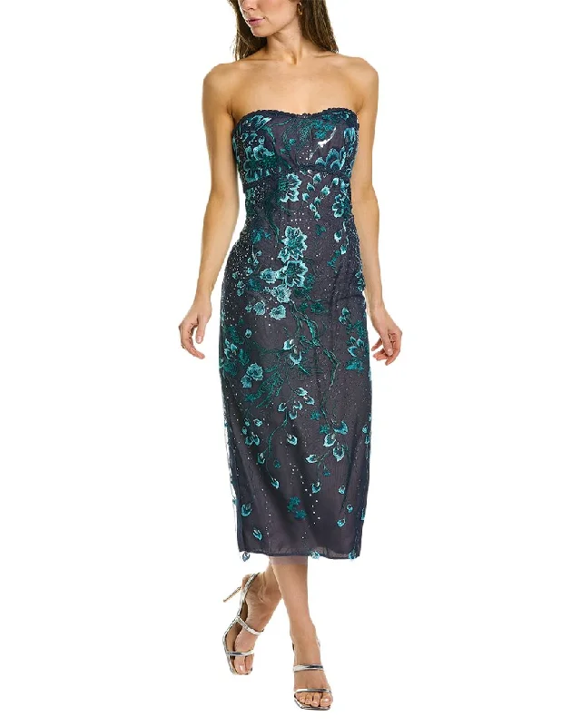 Affordable Looks Marchesa Notte Strapless Embroidered Midi Dress