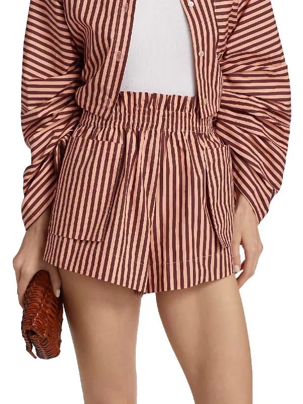 Personalized Street Style Mira Paperbag Short In Oxblood Stripe