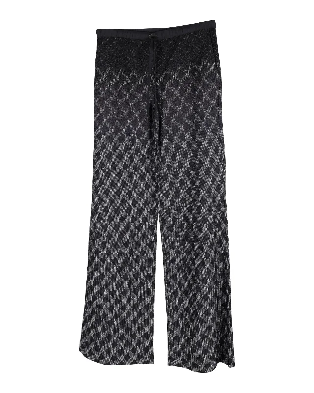 Romantic Skirt Style Missoni Patterned Wide-Leg Pants in Black Rayon