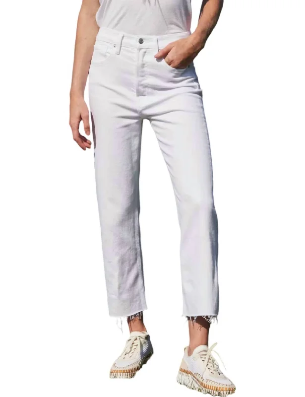 Sporty Look Monaghan Mom Jeans In White Vintage Denim