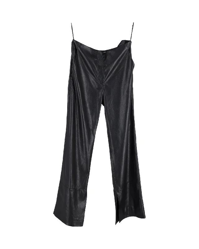 Elegant Fashion Nanushka Wide Leg Pants in Black Faux Leather