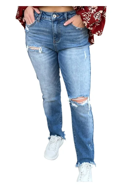 Stylish Comforts Nico High Rise Relaxed Skinny Jeans In Blue