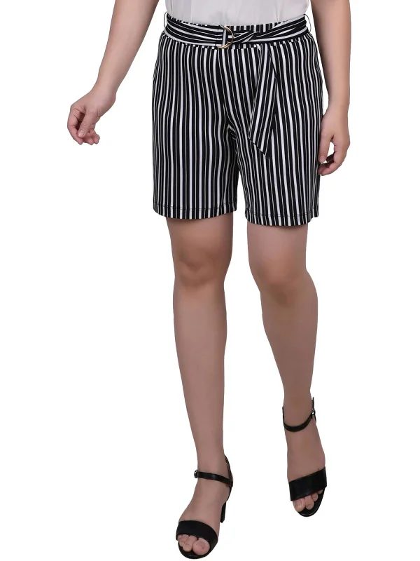 Comfortable Layers Petites Womens O-Ring Midi Flat Front Tie-Waist/belted