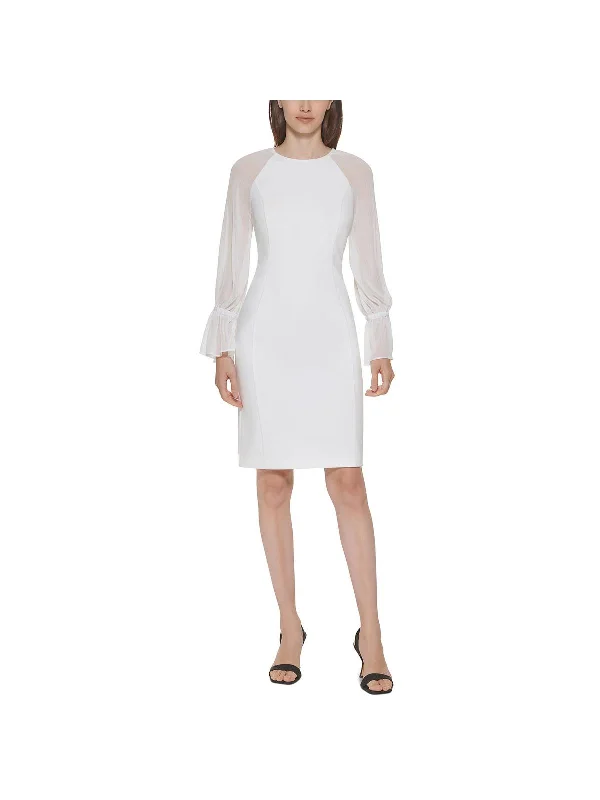 Personalized Independent Style Petites Womens Sheer Above Knee Sheath Dress
