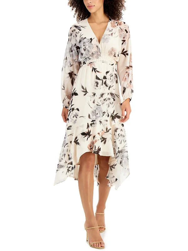Personalized Layout Petites Womens V-Neck Calf Midi Dress