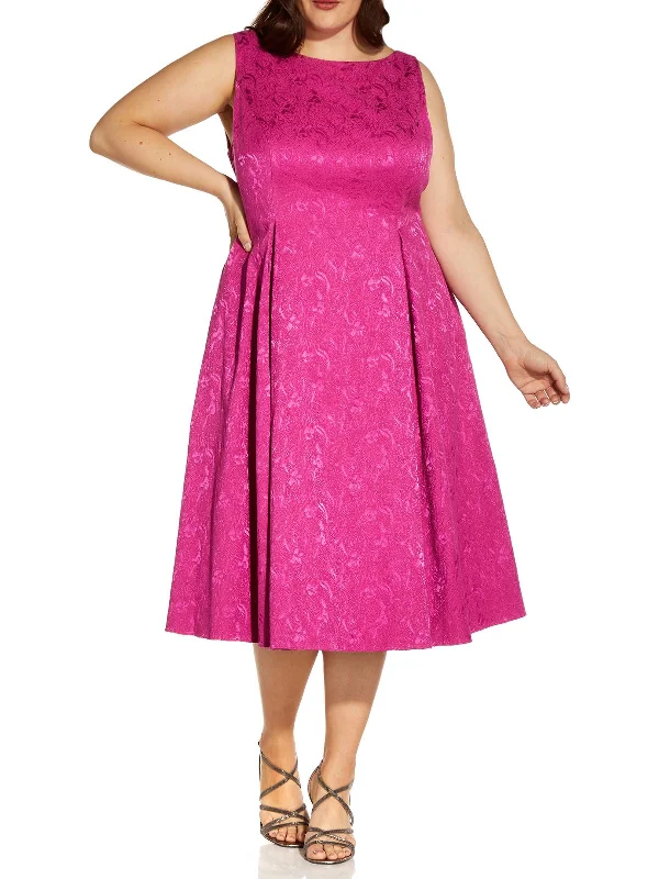 Trendy Vibes Plus Womens Jacquard Knee-Length Fit & Flare Dress