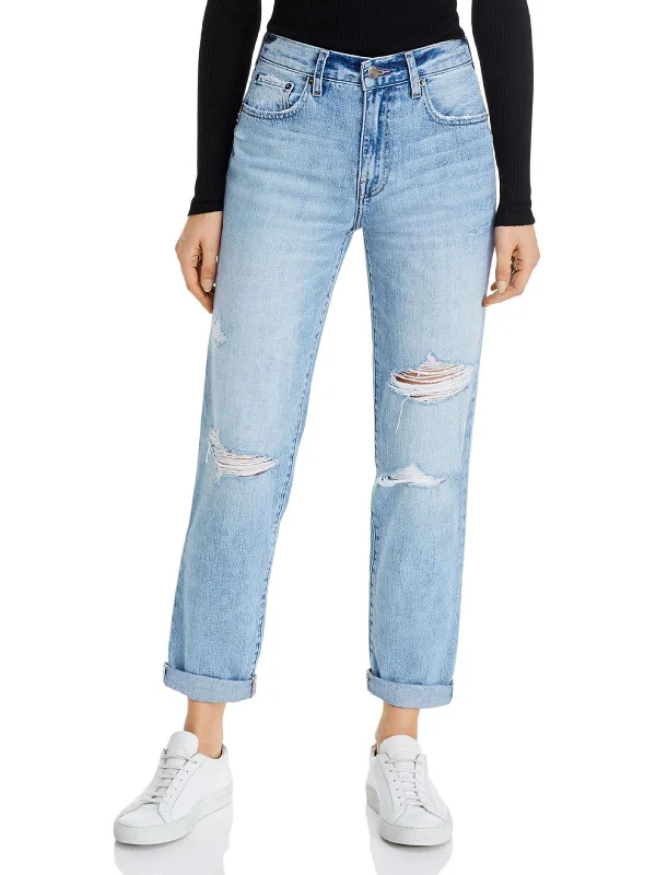 Comfortable Layers Presley Womens Denim Light Wash Boyfriend Jeans
