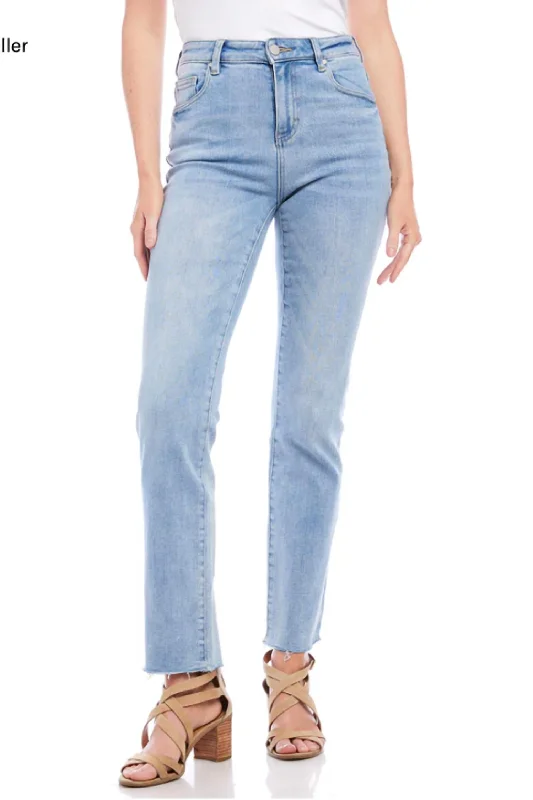 Soft Textiles Raw Hem Straight Jean In Light Blue