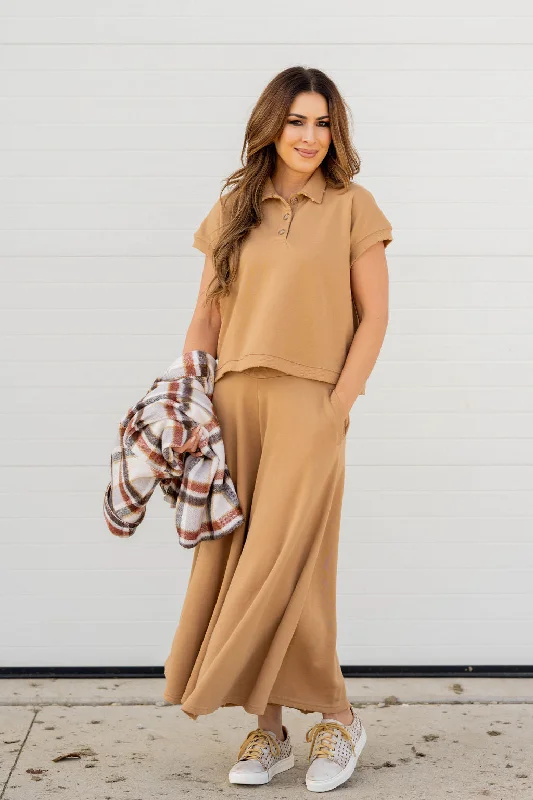 Stylish Comforts Raw Edge Flowy Wide Leg Pants Set
