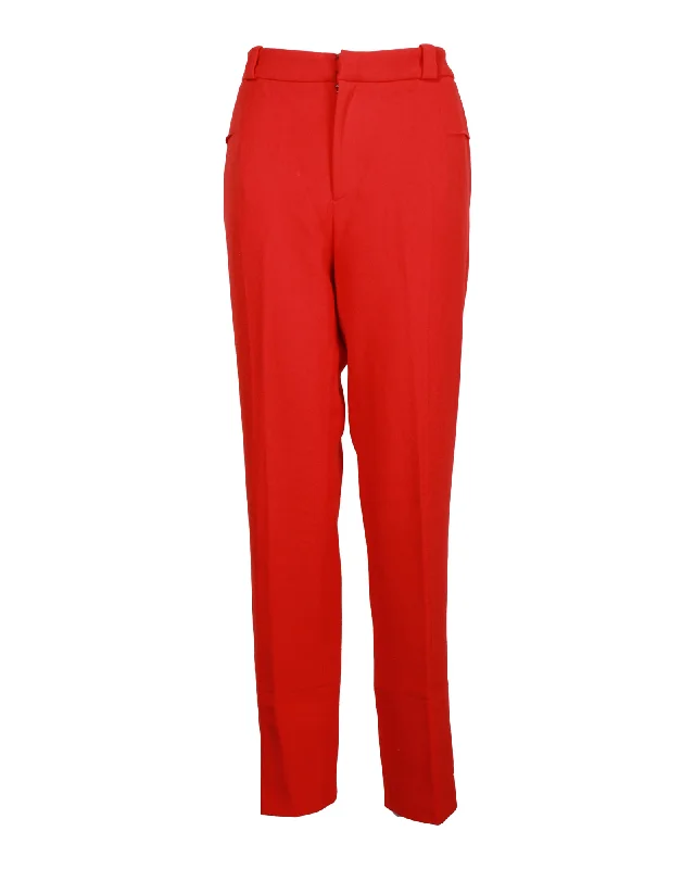 Smart Casual Roland Mouret Lacerta Tapered Stretch-Crepe Trousers in Red Orange Polyester