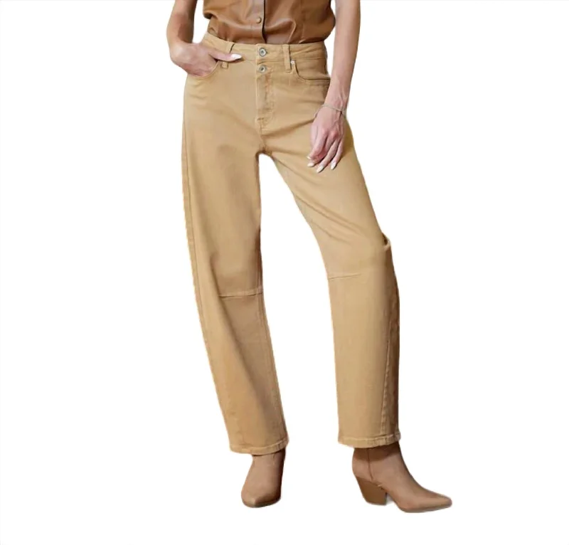 Budget Apparel Skylar High Rise Slouchy Denim Jeans In Sand