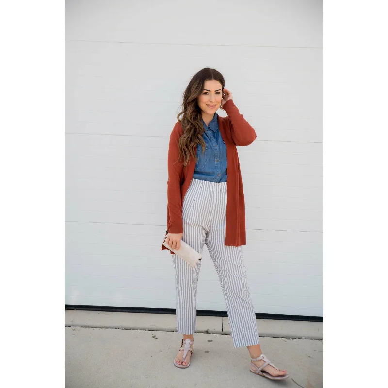 Cozy Essentials Striped Linen Capris